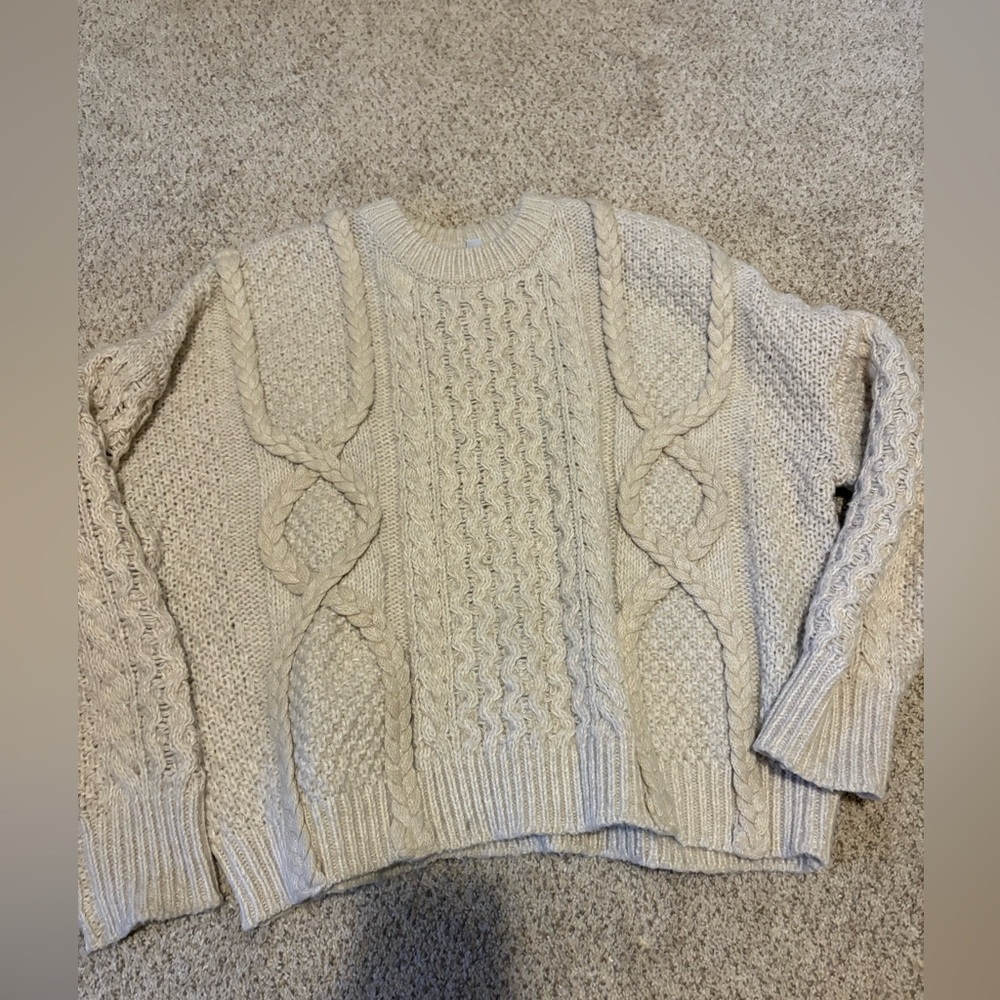 Cozy Cream Cable Knit Sweater, Small